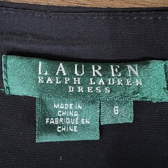 Ralph Lauren Black 3/4 Sleeve Faux Wrap Sheath Dress Size‎ 6 - Picture 4 of 8